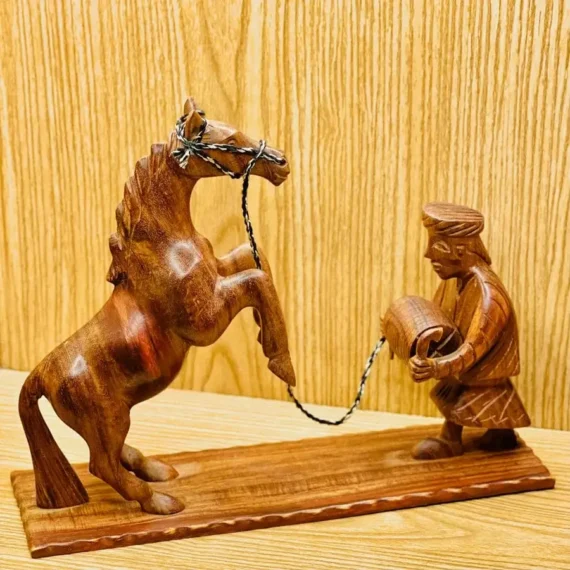 Wooden Horse & Man culture sculpture