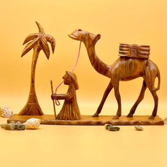 Wooden Desert Scene Sculpture