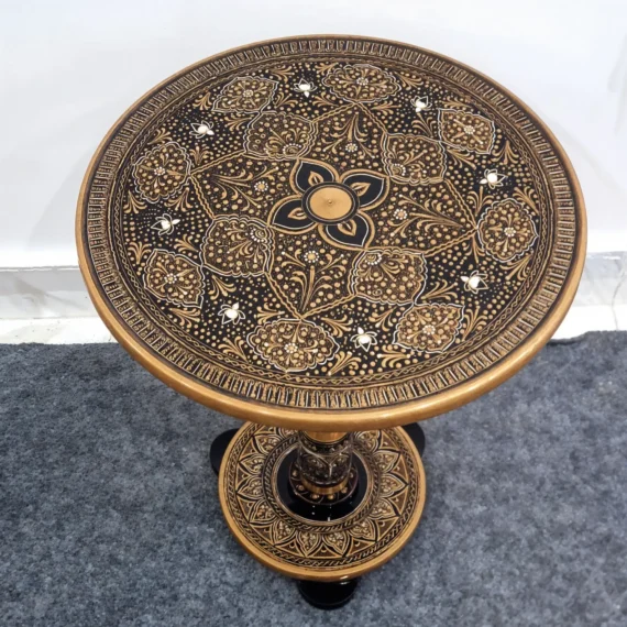 naqshi art black and gold coffee table