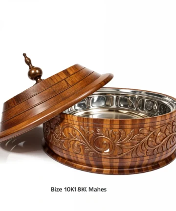 Wooden Carving Design Hotpot with steel bowl
