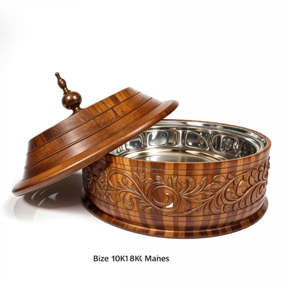 Wooden Carving Design Hotpot with steel bowl