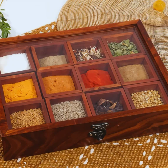 Wooden Masala Box 12 pcs