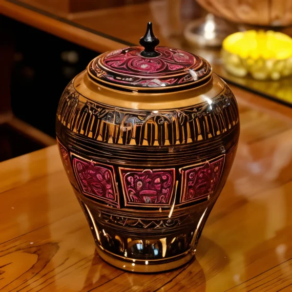 Lacquer Art Design Wooden Candy Jar