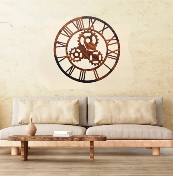 Wooden Gear Wall Clock